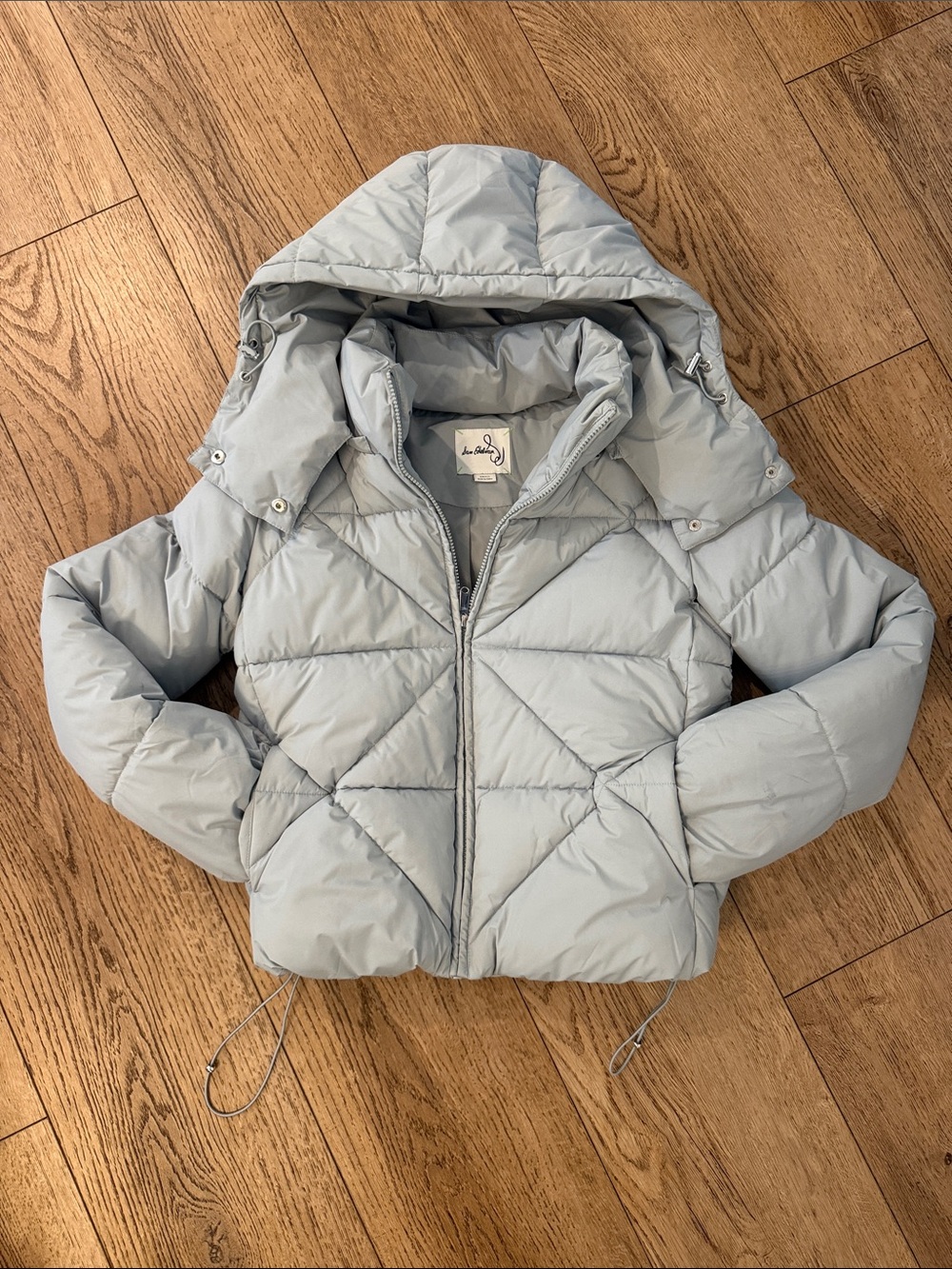 Sam Edelman Light Blue Quilted Hooded Puffer Jacket